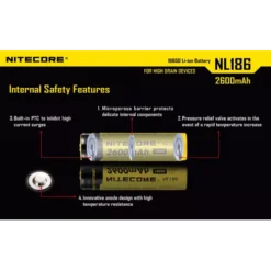 Nitecore 18650 Li-ion Battery (2600mAh) NL1826 -Outdoor Flashlight Store 1 289