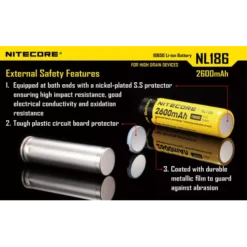 Nitecore 18650 Li-ion Battery (2600mAh) NL1826 -Outdoor Flashlight Store 2 248