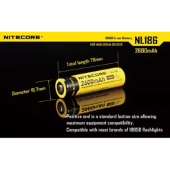 Nitecore 18650 Li-ion Battery (2600mAh) NL1826 -Outdoor Flashlight Store 7 147