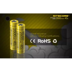 Nitecore Flat Top IMR 18650 Li-Mn Battery 2600mAh -Outdoor Flashlight Store NC IMR18650 2600 40A 5