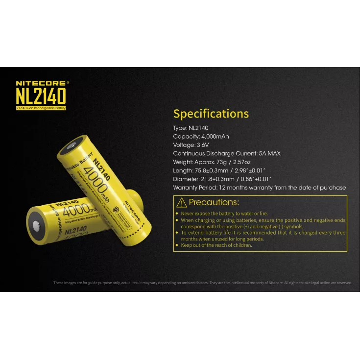 Nitecore 21700 NL2140 Li-ion Battery (4000mAh) 11 Nitecore 21700 NL2140 Li-ion Battery (4000mAh) - Image 9