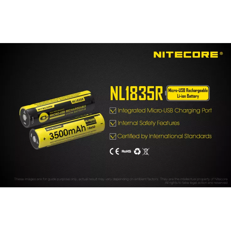 Nitecore NL1835R Micro-USB 18650 3500mAh Li-ion Battery 4 Nitecore NL1835R Micro-USB 18650 3500mAh Li-ion Battery - Image 2