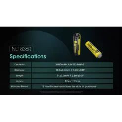 Nitecore NL1836R USB-C 18650 3600mAh Li-ion Battery -Outdoor Flashlight Store Nitecore NL1836R 10