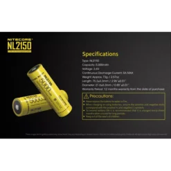 Nitecore 21700 NL2150 Li-ion Battery (5000mAh) 21 Nitecore 21700 NL2150 Li-ion Battery (5000mAh) -Outdoor Flashlight Store Nitecore NL2150 9