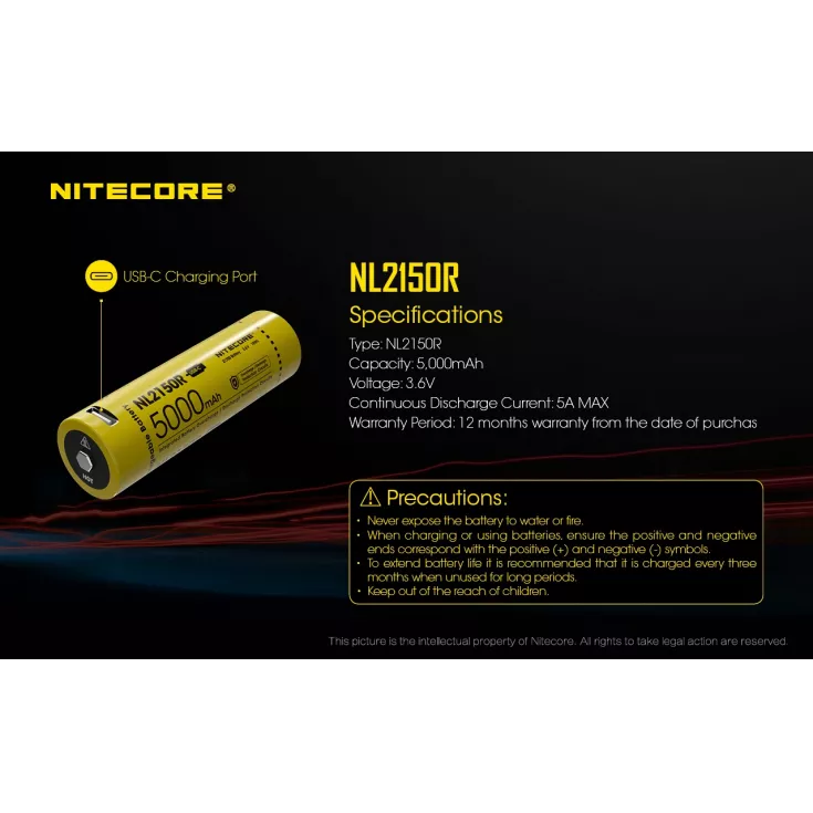 Nitecore 21700 NL2150R USB-C Rechargeable 4 Nitecore 21700 NL2150R USB-C Rechargeable - Image 2